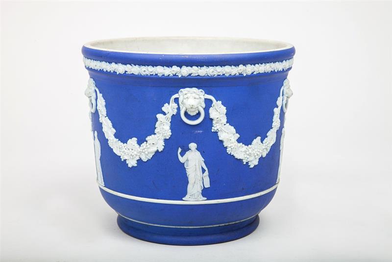 Appraisal: Wedgwood Blue Jasperware Pottery Wine Cooler Impressed 'Wedgwood England' x