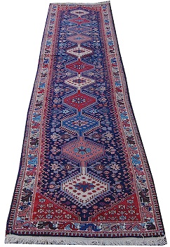 Appraisal: Yalameh Runner ca mid- th Century Navy blue center-field is