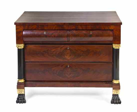 Appraisal: An American Empire Style Cherry Ebonized and Parcel Gilt Commode