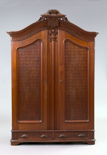 Appraisal: Large and Impressive American Renaissance Revival Figured Walnut Armoire third