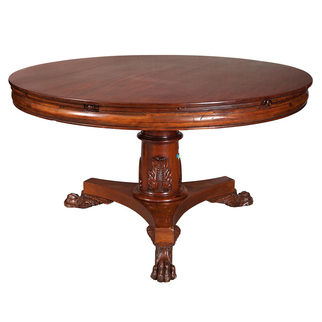 Appraisal: Regency Style Mahogany Extension Dining Table The circular top fitted