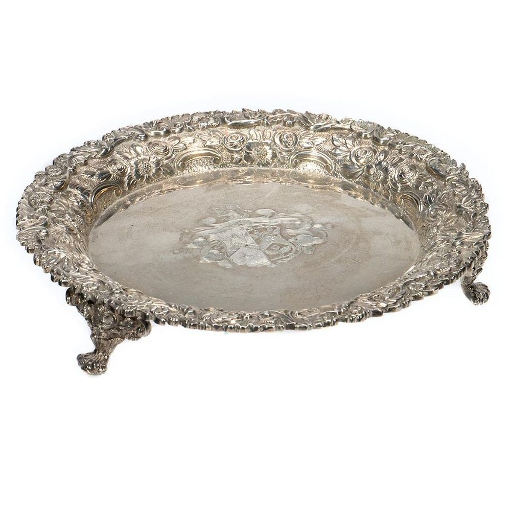 Appraisal: George III Sterling Salver Repousse band in the Rococo style