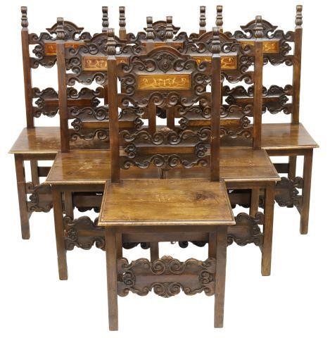 Appraisal: lot of Baroque style carved walnut chairs early th c