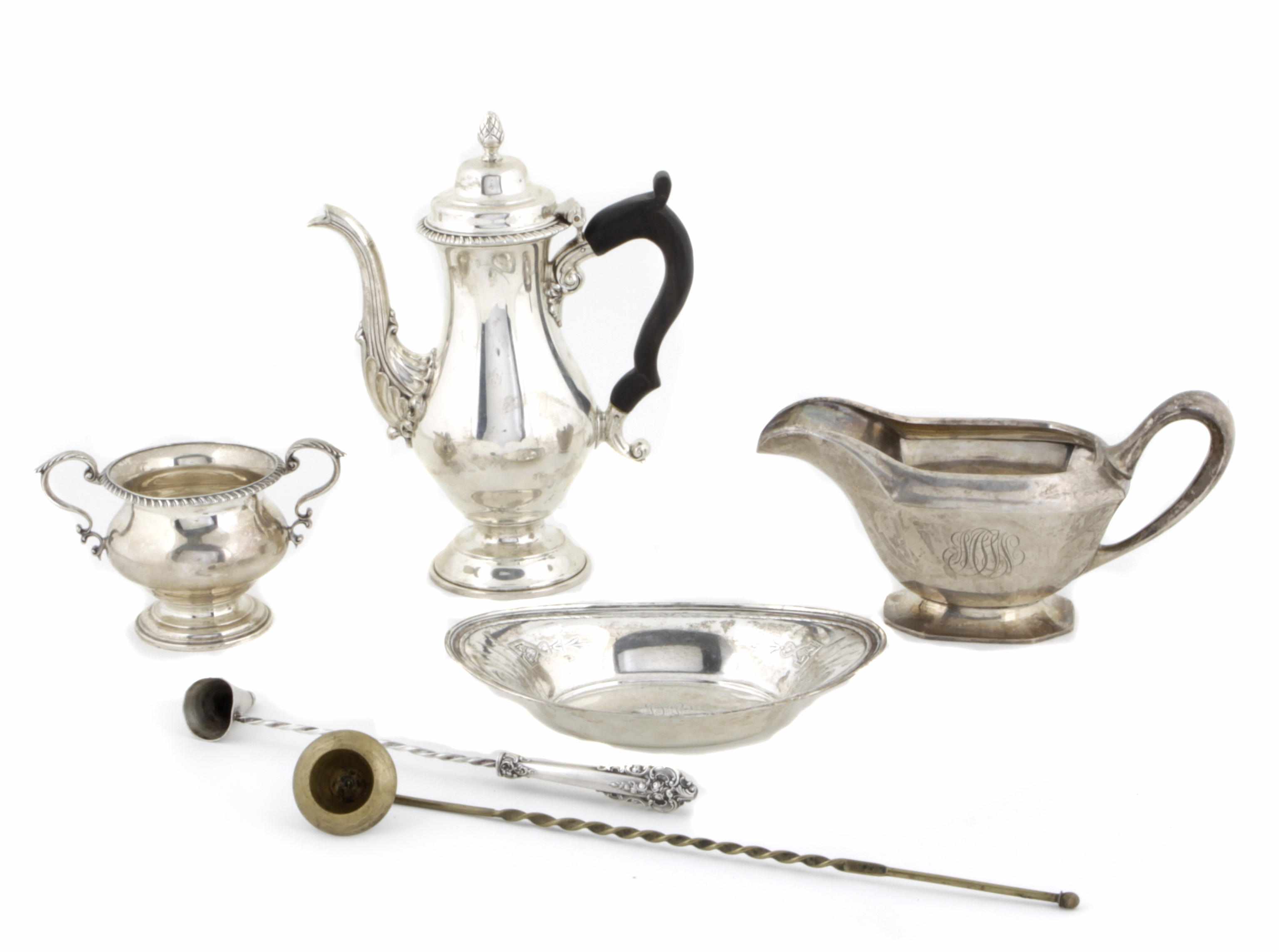 Appraisal: A group of sterling and plated table articles and flatware