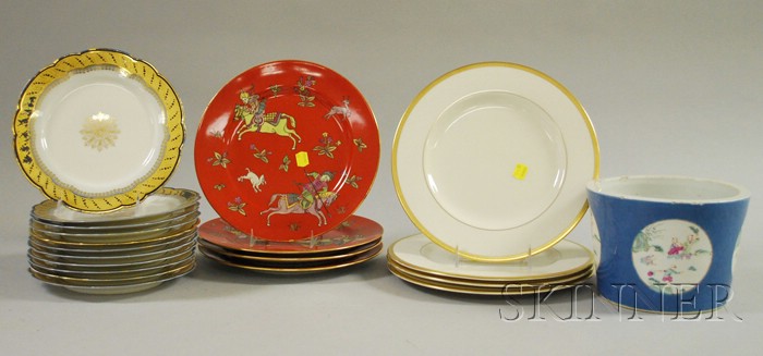 Appraisal: Three Sets of Porcelain Plates and a Chinese Porcelain Jardiniere