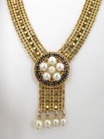 Appraisal: Antique K yellow gold necklace with approximately round center medallion