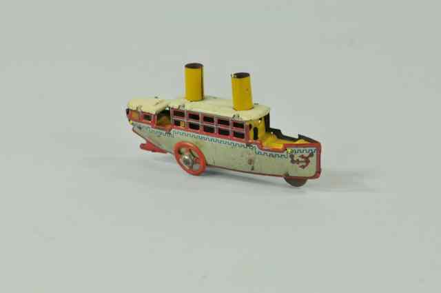 Appraisal: FISCHER OCEAN LINER PENNY TOY Lithographed tin features two yellow