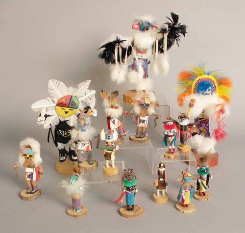 Appraisal: Group of fifteen kachina dolls th c tallest - h