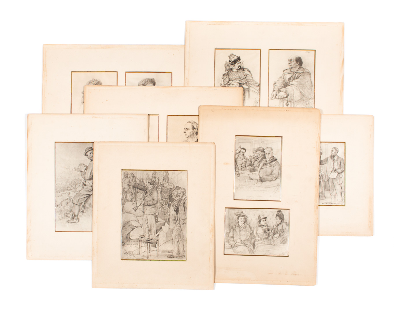 Appraisal: Christian Wilhelm Allers assorted drawings German - Depicting historical figures