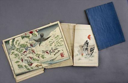 Appraisal: ORIENTAL WOODBLOCK BOOKS Four small books all with birds and