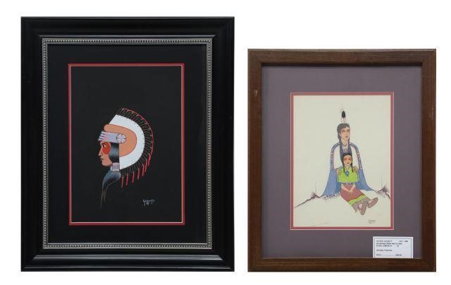 Appraisal: lot of Framed paintings on paper signed lower right Geionety