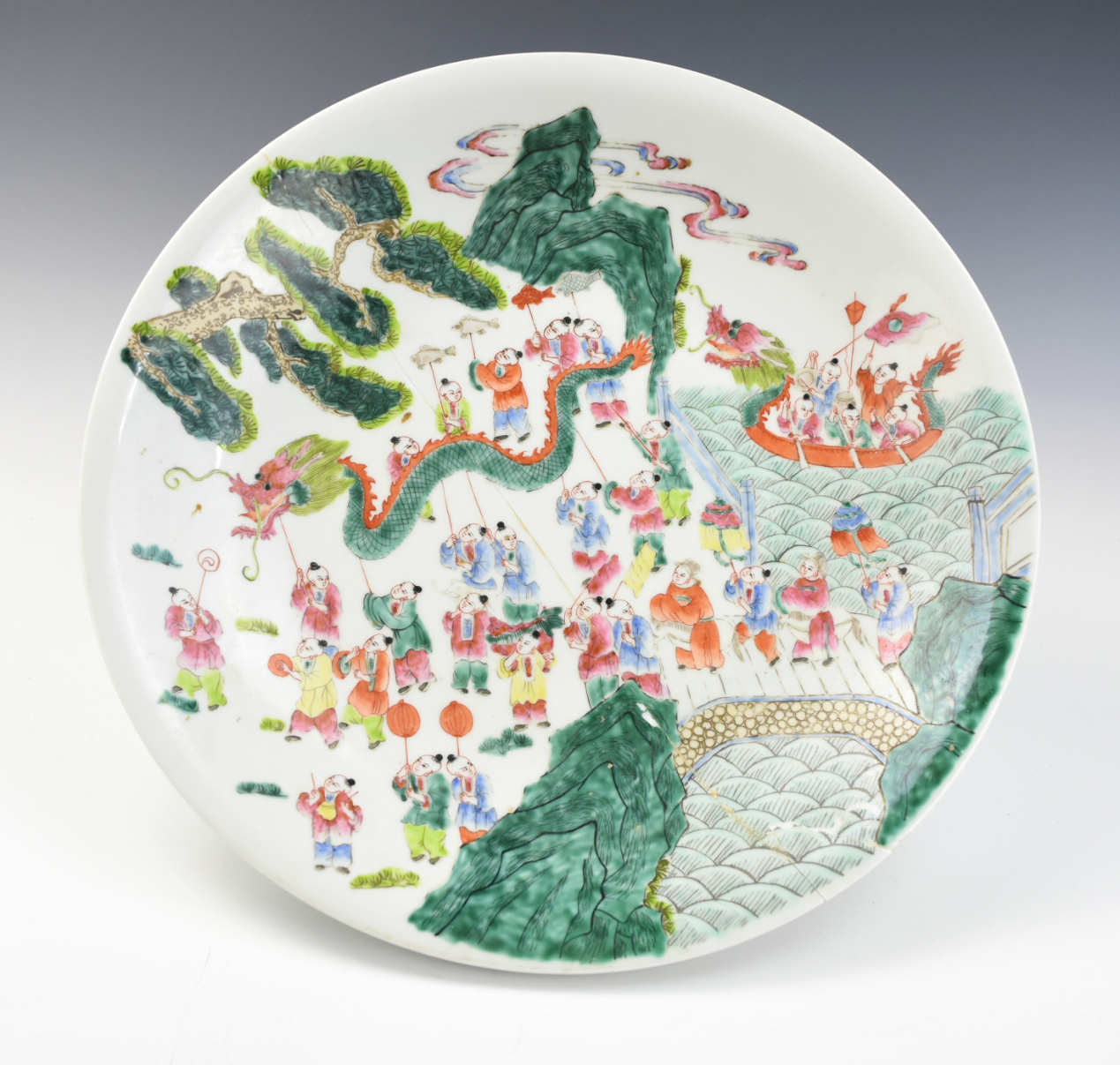 Appraisal: LARGE CHINESE FAMILLE ROSE PLATE W HUNDRED KIDS painted with