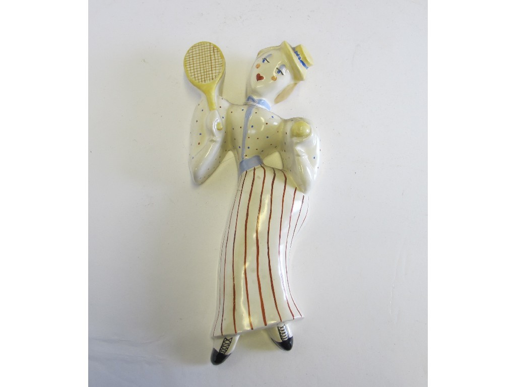 Appraisal: Art Deco Crown Devon wall plaque modelled as a tennis