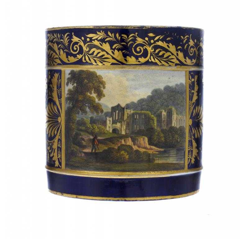 Appraisal: A DERBY PORTER MUG painted with a view of Rievaulx