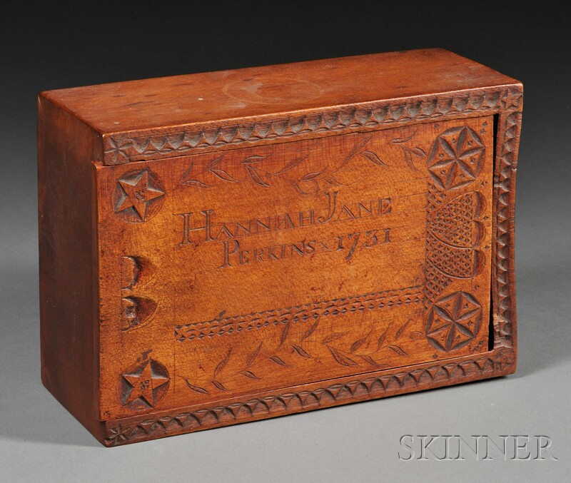 Appraisal: Carved Birch Box probably Pennsylvania th century the box made