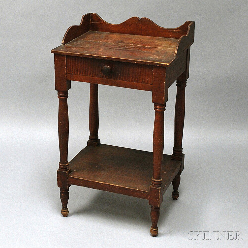 Appraisal: Federal Grain-painted Chamberstand New England early th century the shaped