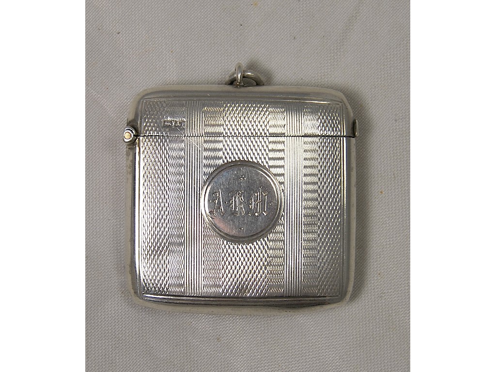 Appraisal: Large silver engine turned vesta case Chester