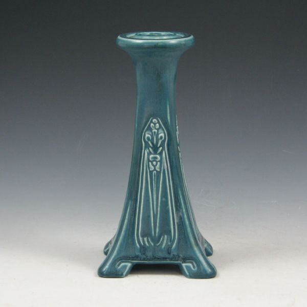 Appraisal: Rookwood matte blue Arts Crafts candleholder from Marked with Rookwood