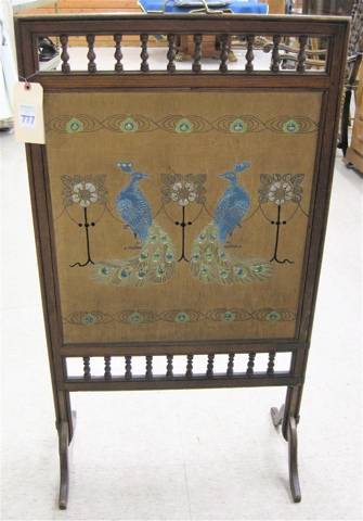 Appraisal: VICTORIAN OAK AND NEEDLEPOINT PANEL FIRE SCREEN English c the