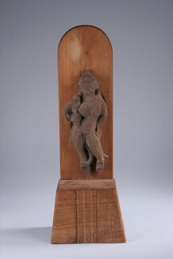 Appraisal: INDIAN RED SANDSTONE FIGURE OF GODDESS th th century -