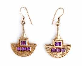 Appraisal: A pair of ct gold amethyst set earrings length approximately