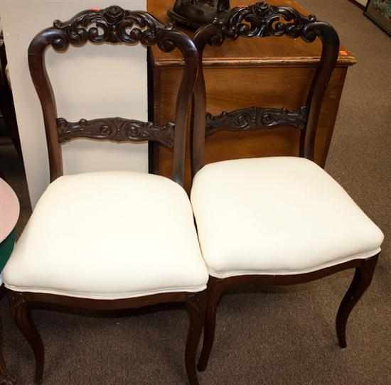 Appraisal: Pair of Rococo Revival carved mahogany side chairs Estimate -