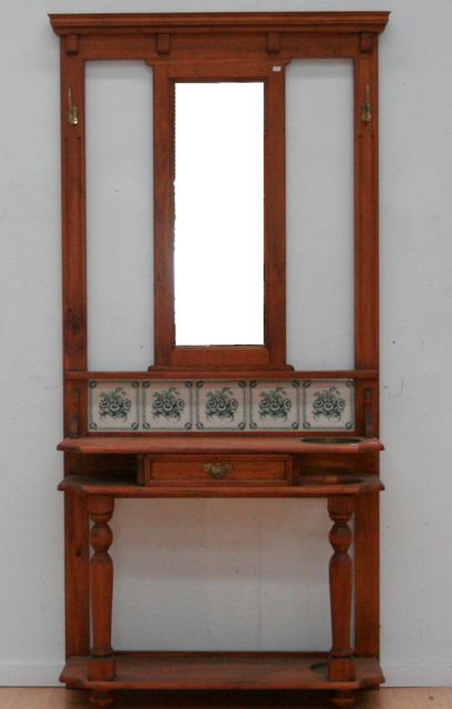 Appraisal: A th Century pine hall stand with tiled back cms