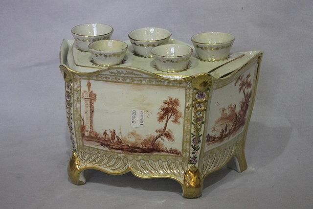 Appraisal: A CONTINENTAL PROBABLY PARIS PORCELAIN BOUGH POT with three monochrome