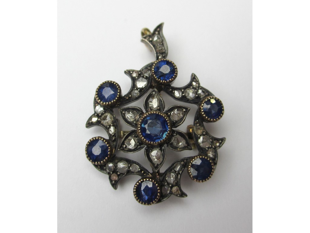 Appraisal: An Edwardian ct gold sapphire and diamond set brooch pendant