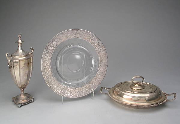 Appraisal: Group of silverplate Comprising small well amp tree platter with