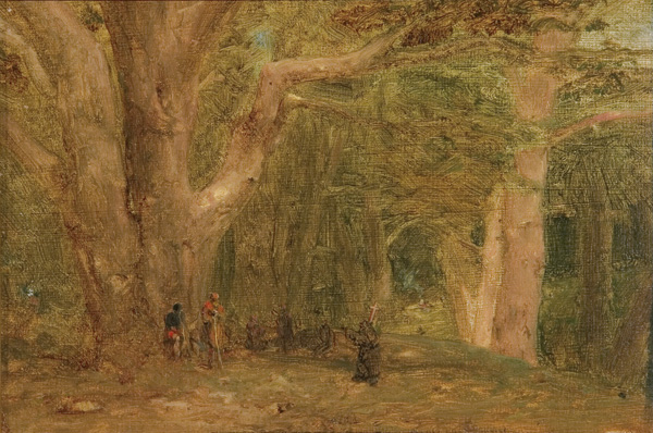 Appraisal: INNESS GEORGE American - Figures in a Forest oil on