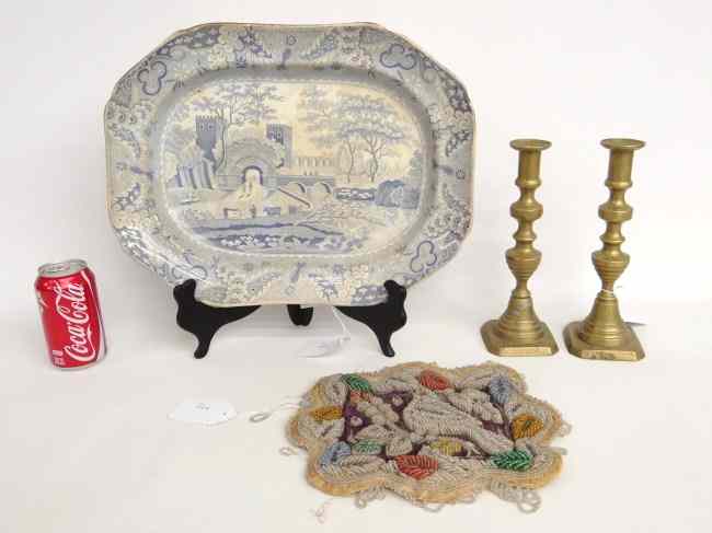 Appraisal: Misc lot including th c transferware platter as found pair