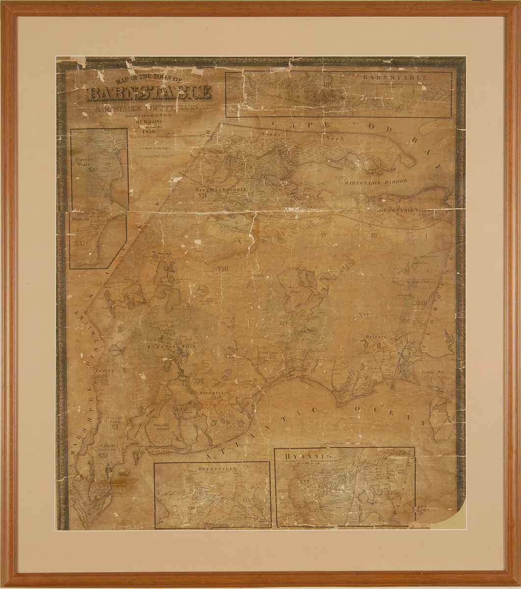 Appraisal: FRAMED H F WALLING ROLL MAP OF BARNSTABLE Mid- th