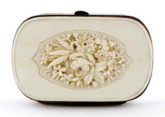 Appraisal: French carved ivory coin purse late th century silver frame