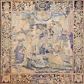 Appraisal: FLEMISH TAPESTRY Pictorial tapestry exhibiting the scene from Exodus of