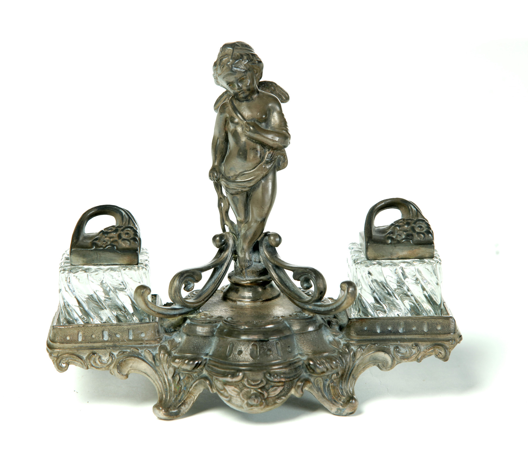 Appraisal: FIGURAL INKSTAND England th quarter- th century Heavily cast silver