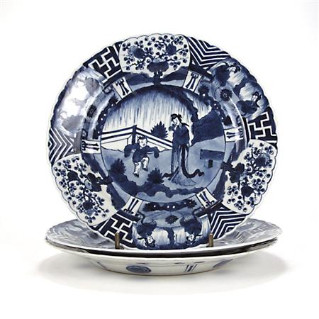 Appraisal: Group of Three Chinese Blue and White Glazed Porcelain Dishes