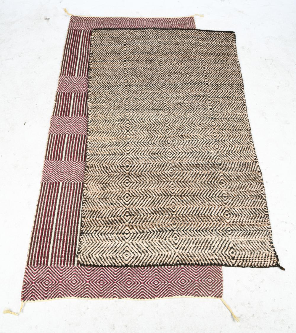 Appraisal: TWO WOVEN THROW RUGSone inches long the other inches long