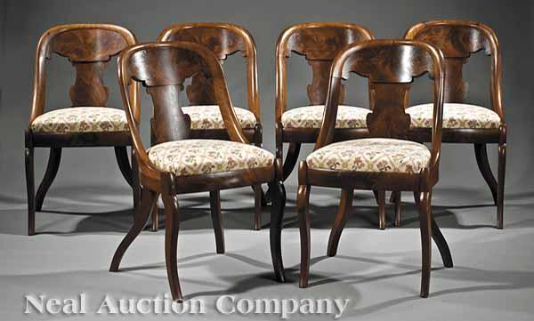 Appraisal: A Suite of Six American Classical Mahogany Gondola Chairs th