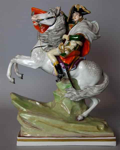 Appraisal: SITZENDORFER FIGURE OF NAPOLEON ON HORSEBACK the heroic general seated