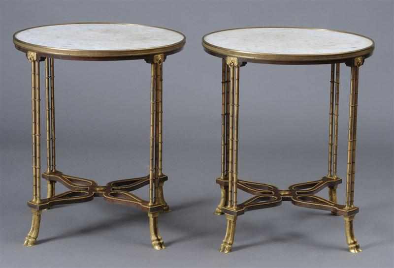 Appraisal: PAIR OF LOUIS XVI STYLE GILT-BRONZE MOUNTED MAHOGANY GU RIDONS