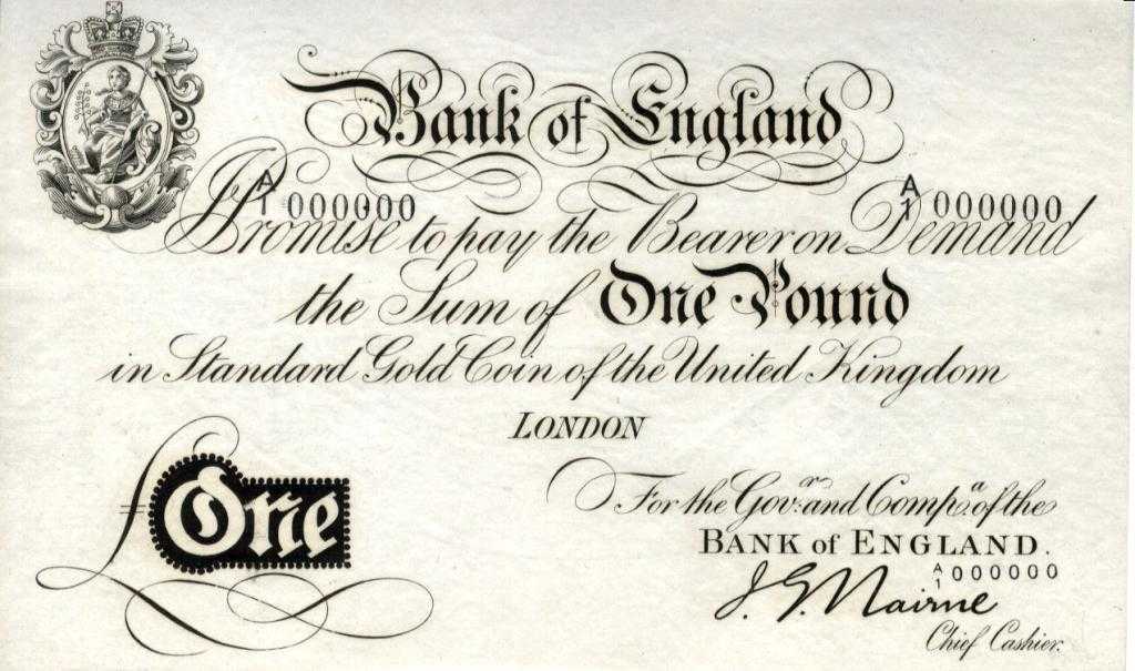 Appraisal: BANK OF ENGLAND J G NAIRNE ONE POUND UNISSUED GOLD