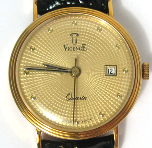 Appraisal: LADY'S VICENCE QUARTZ WRISTWATCH round K yellow gold case with