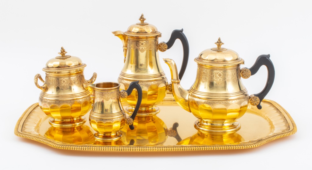 Appraisal: BOIN-TABURET REGENCE STYLE VERMEIL TEA SERVICE French Regence Style Vermeil