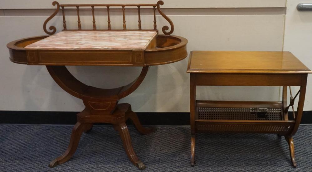 Appraisal: FEDERAL STYLE MAHOGANY AND MARBLE SIDE TABLE AND A MAGAZINE