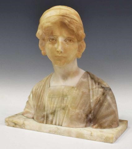 Appraisal: Continental carved alabaster bust of a woman th c adorned