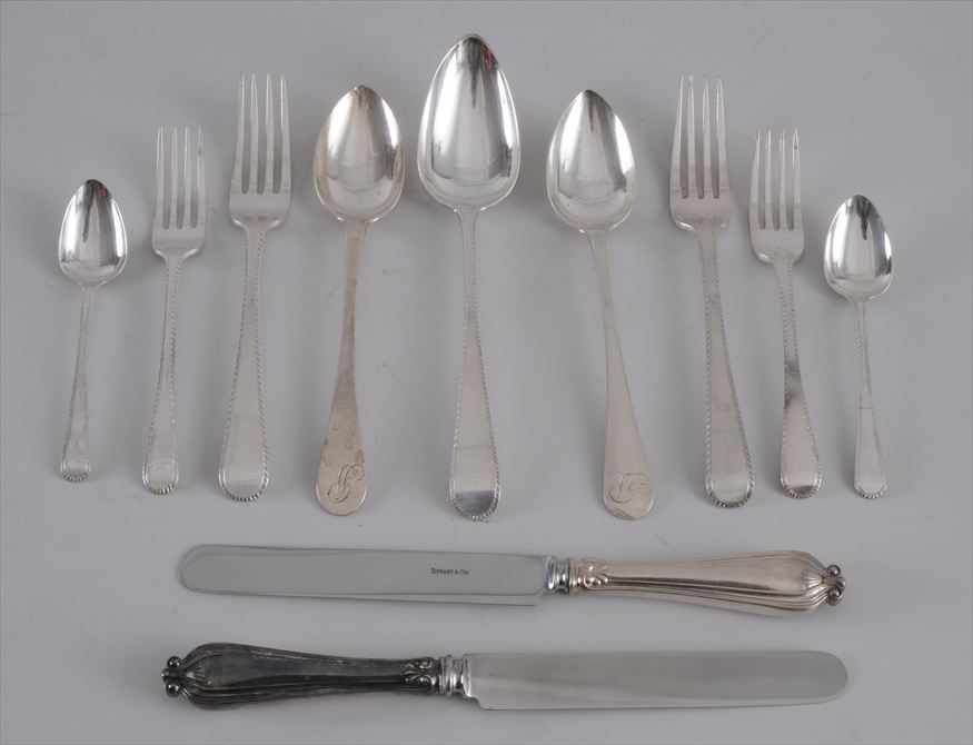 Appraisal: SCOTTISH GEORGE III ASSEMBLED SILVER -PIECE PART FLATWARE SERVICE With