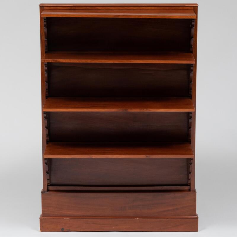 Appraisal: Unusual Victorian Mahogany Metamorphic Four-Tier Hanging Bookshelf With four collapsible