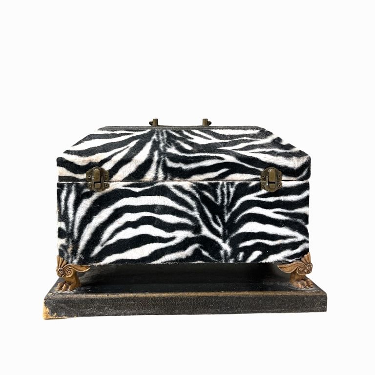 Appraisal: Vintage Zebra Print Jewelry Box Vintage Zebra Print Jewelry Box