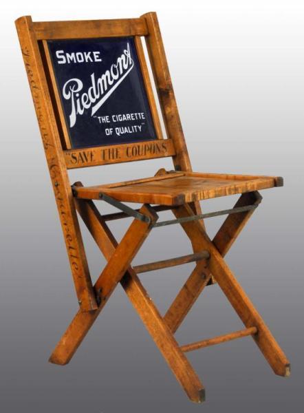 Appraisal: Piedmont Cigarettes Porcelain Folding Chair Description Beautiful porcelain panel Piedmont